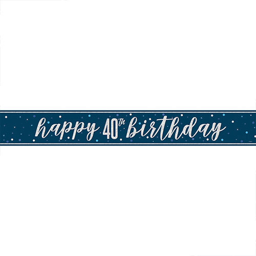 Navy Blue Glitz 40th Birthday Holographic Foil Banner 274cm Product Gallery Image