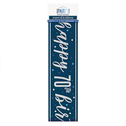 Navy Blue Glitz 70th Birthday Holographic Foil Banner 274cm Product Gallery Image
