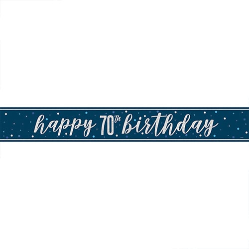 Navy Blue Glitz 70th Birthday Holographic Foil Banner 274cm Product Gallery Image