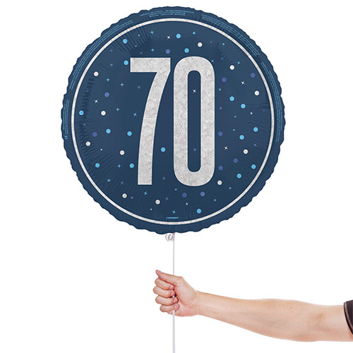 Navy Blue Glitz Age 70 Holographic Round Foil Helium Balloon 46cm / 18 in Product Gallery Image