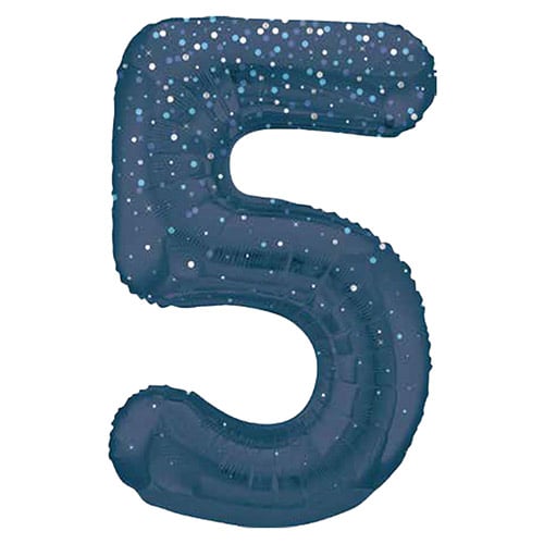 Navy Blue Glitz Prismatic Number 5 Helium Foil Giant Balloon 86cm / 34 in Product Gallery Image