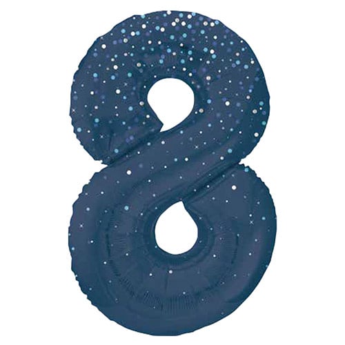 Navy Blue Glitz Prismatic Number 8 Helium Foil Giant Balloon 86cm / 34 in Product Gallery Image
