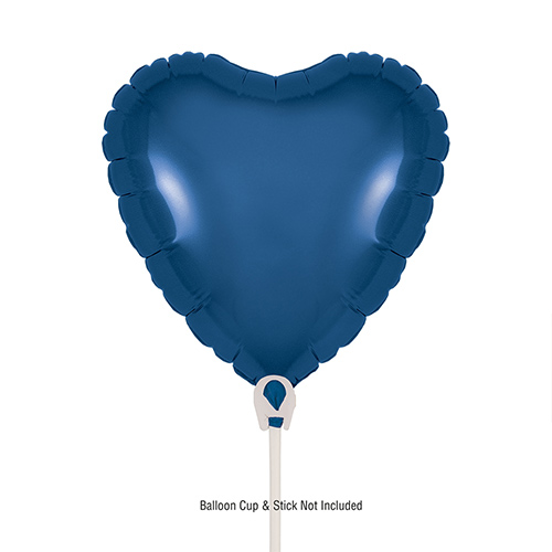Navy Blue Heart Air Fill Foil Balloon 23cm / 9 in - Pack of 5 Product Gallery Image
