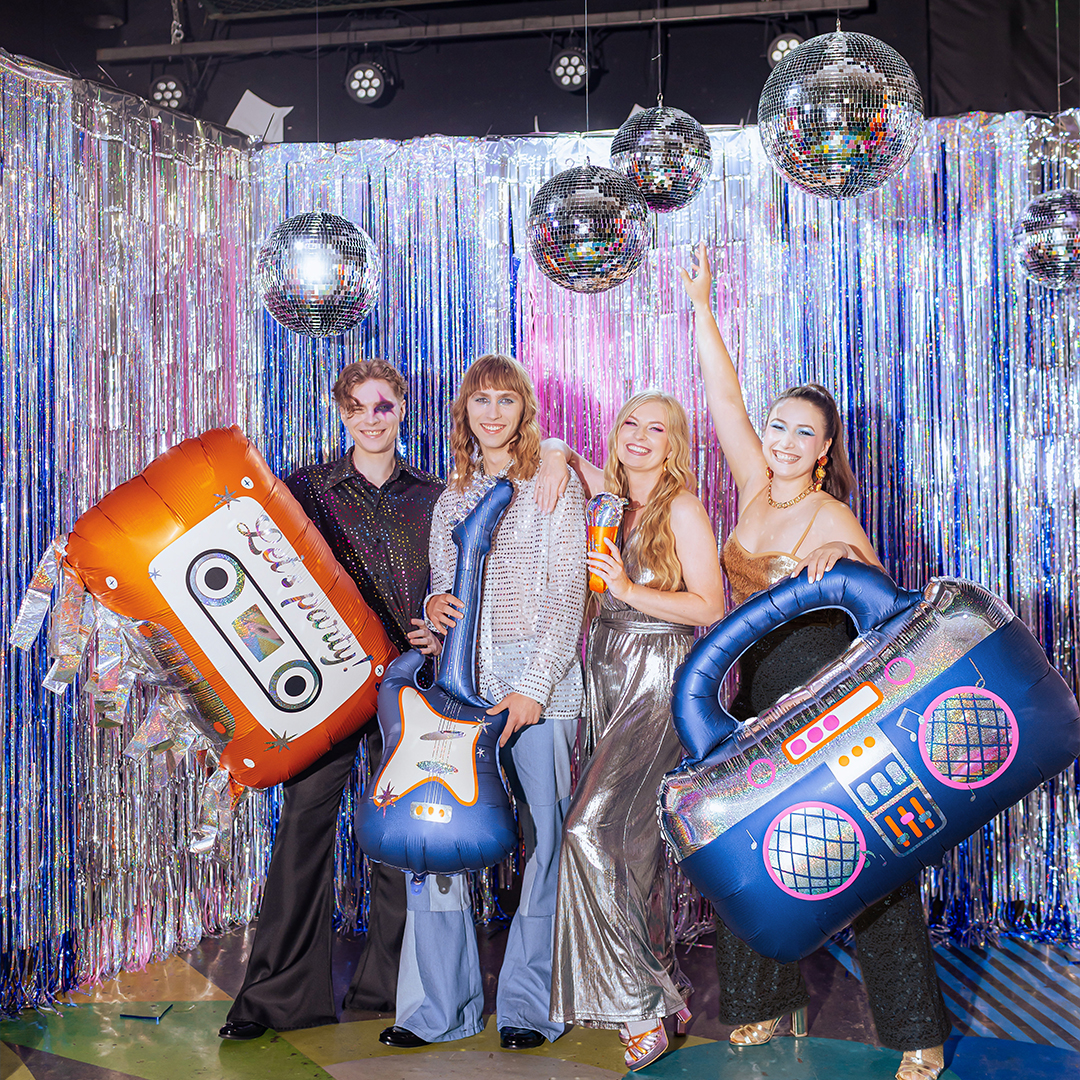 Navy Blue Retro Boombox Giant Foil Balloon 91cm / 36 in View 3