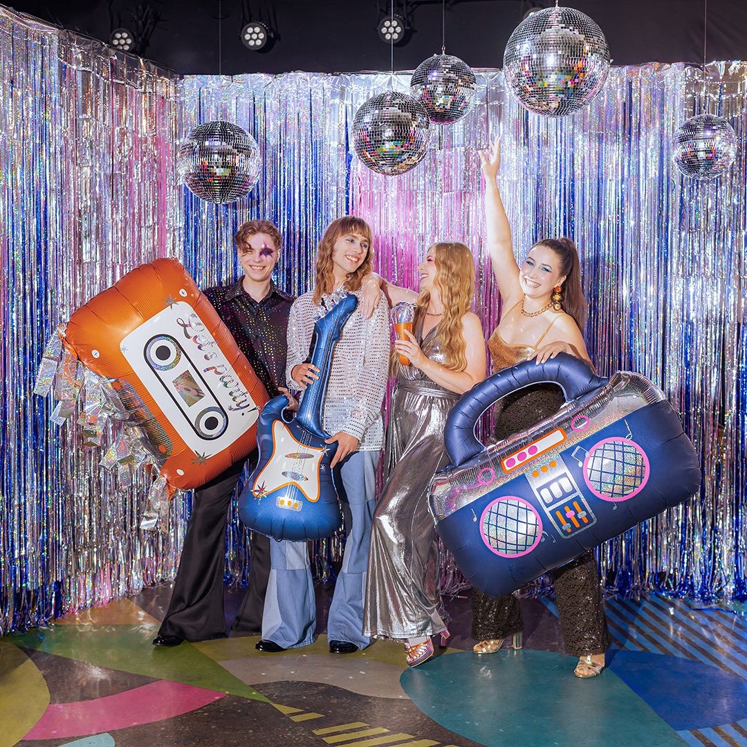 Navy Blue Retro Boombox Giant Foil Balloon 91cm / 36 in View 4