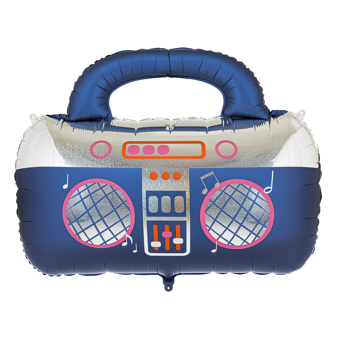 Navy Blue Retro Boombox Giant Foil Balloon 91cm / 36 in