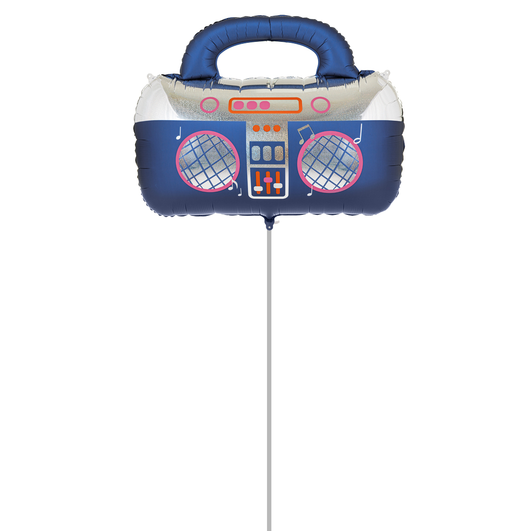 Navy Blue Retro Boombox Giant Foil Balloon Inflated Balloon In A Box Product Gallery Image