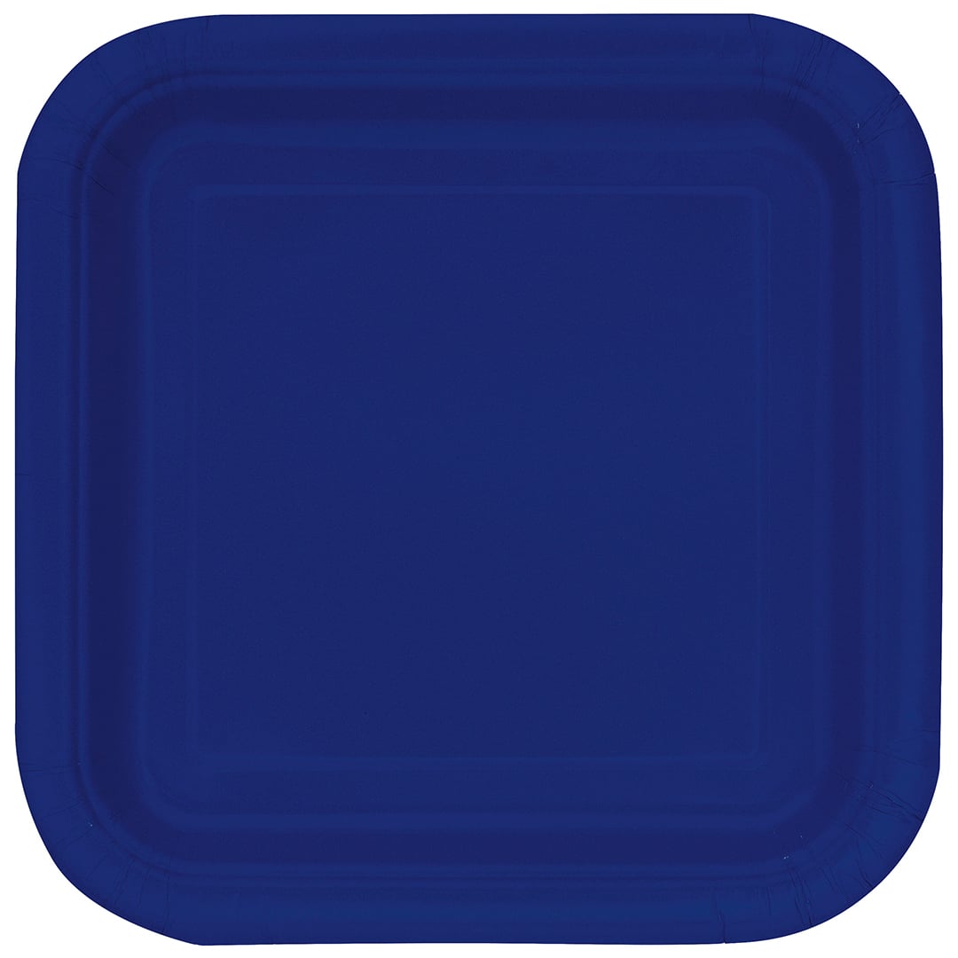 Navy Blue Square Paper Plates 23cm - Pack of 14