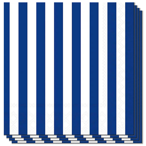 Navy Blue Stripes Paper Luncheon Napkins 3 Ply 33cm - Pack of 20