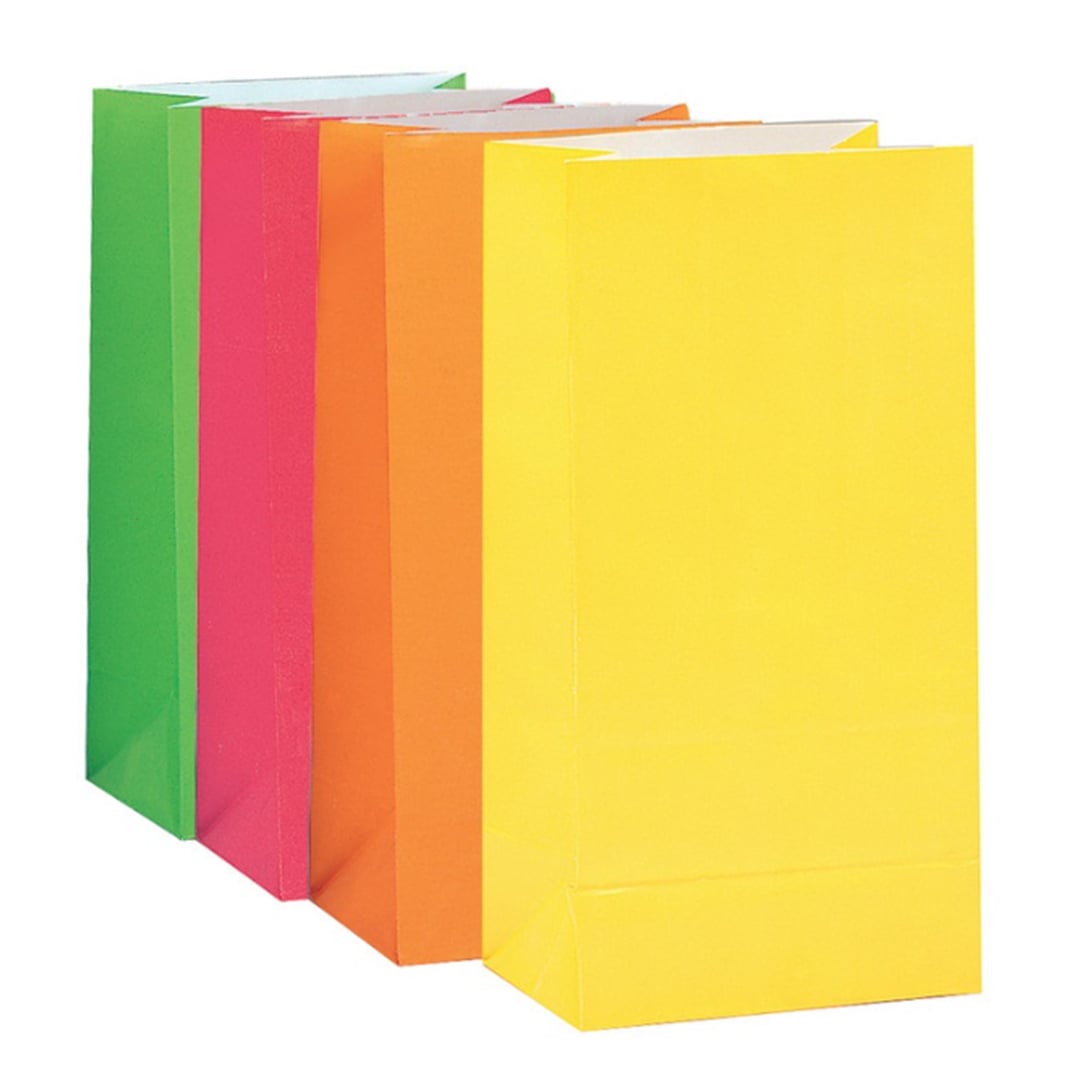 Neon Colours Paper Party Bags - Pack of 10