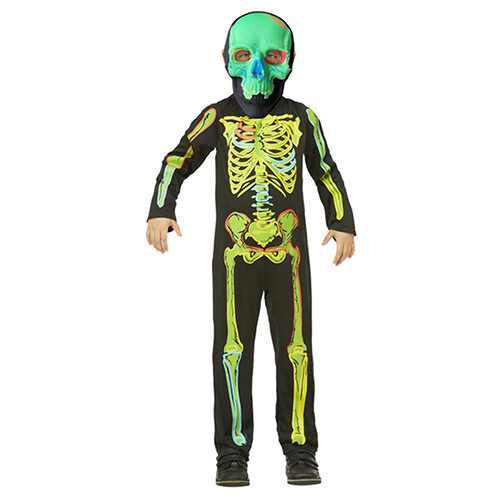 Neon Skeleton Glow in the Dark Unisex Fancy Dress Costume Kids Large - Age 10-12 Product Gallery Image