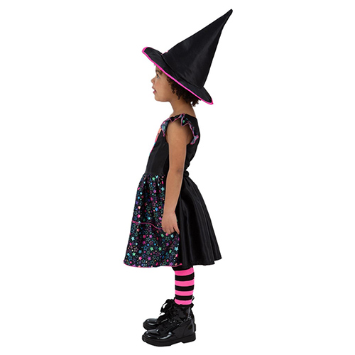 Neon Star Witch Girls Fancy Dress Costume Kids Small - Age 4-6 Product Gallery Image