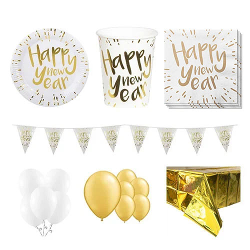 New Year Gold 12 Person Deluxe Party Pack Product Image