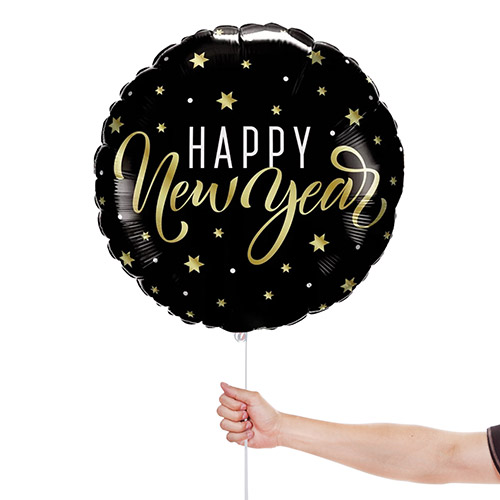 New Year Gold Stars Round Foil Helium Balloon 46cm / 18 in Product Gallery Image