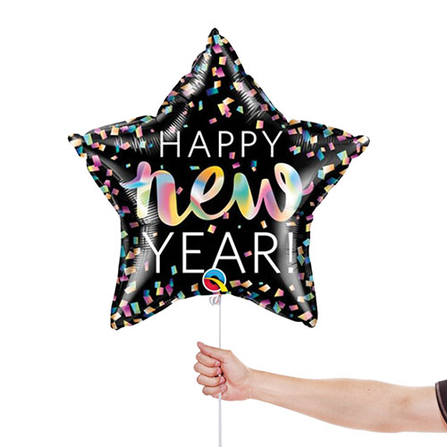 New Year Iridescent Star Helium Foil Shaped Balloon 51cm / 20 in Product Gallery Image
