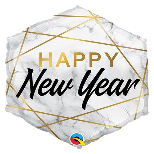 New Year Marble Rectangles Helium Foil Shaped Balloon 51cm / 20 in Product Gallery Image