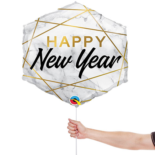 New Year Marble Rectangles Helium Foil Shaped Balloon 51cm / 20 in Product Gallery Image