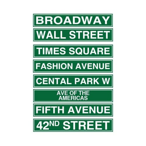 New York City Street Sign Decorations 61cm Pack Of 8 Product Image