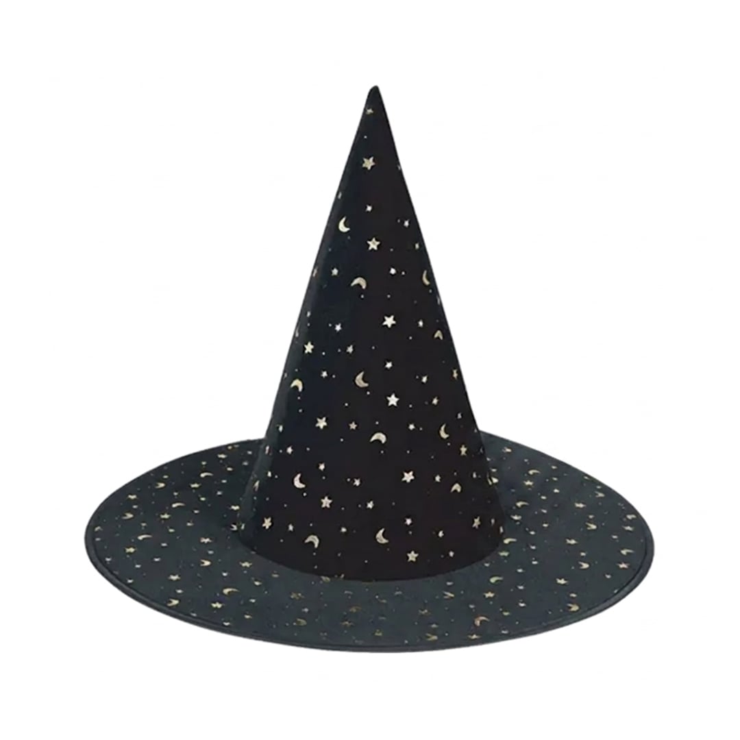 Night Sky Halloween Black Printed Witches Hat Fancy Dress Accessory