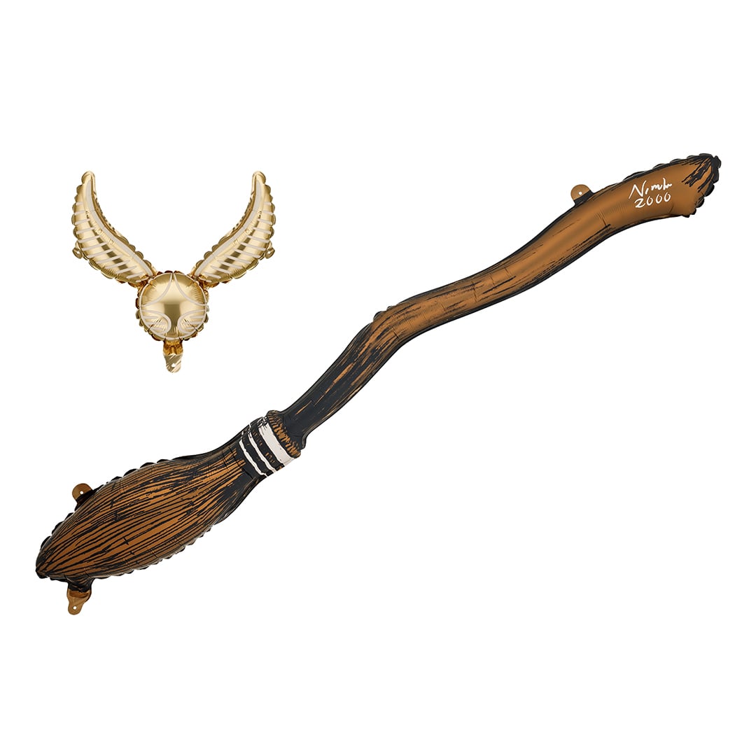 Nimbus 2000 Broomstick and Golden Snitch Harry Potter Air Fill Foil Balloon Accessory Set