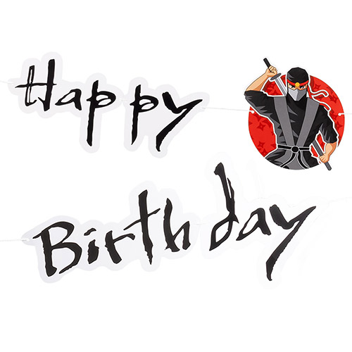 Ninja Happy Birthday Cardboard Letter Banner 1.2m Product Gallery Image