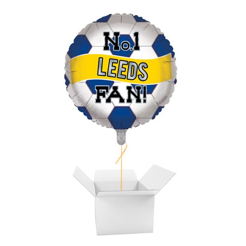 No. 1 Leeds Fan Football Round Foil Helium Balloon - Inflated Balloon in a Box Product Gallery Image