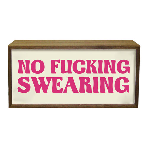 No Fucking Swearing LED Light Box Wood Room Sign Product Gallery Image