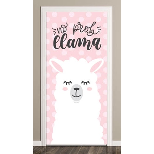 No Prob Llama Door Cover PVC Party Sign Decoration 66cm x 152cm Product Image