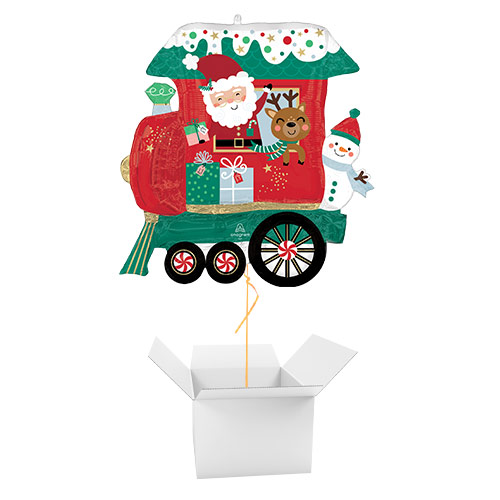 North Pole Express Train Christmas Giant Helium Foil Balloon - Inflated Balloon in a Box