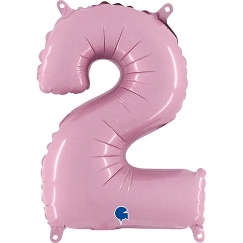 Number 2 Pastel Pink Air Fill Foil Balloon 35cm / 14 in Bundle Product Image