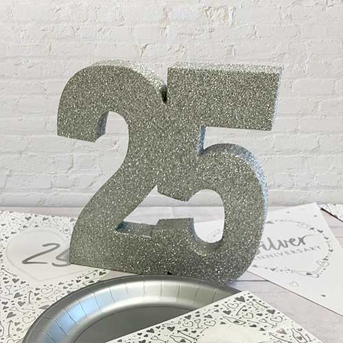 Number 25 Silver Glitter Table Decoration 20cm Product Gallery Image
