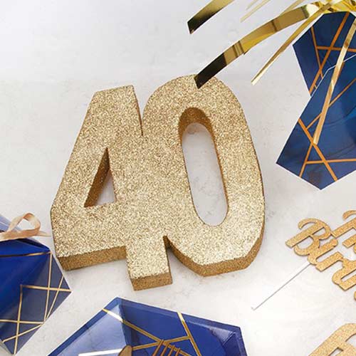 Number 40 Gold Glitter Table Decoration 20cm Product Gallery Image