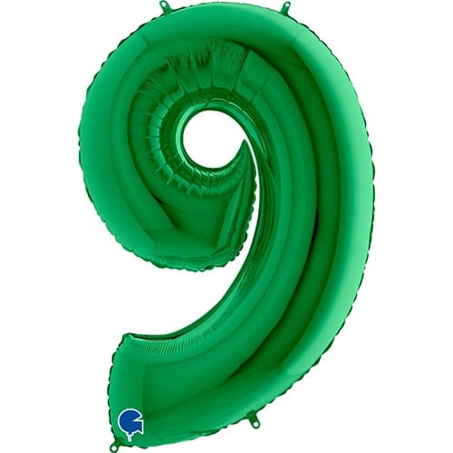 Green Number 9 Helium Foil Giant Balloon 102cm / 40 in Product Image