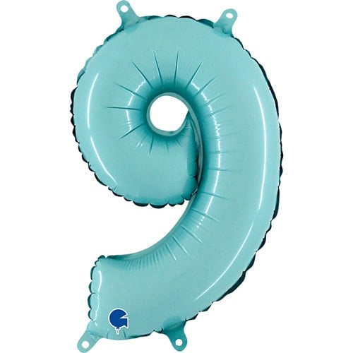 Number 9 Pastel Blue Air Fill Foil Balloon 35cm / 14 in Product Image