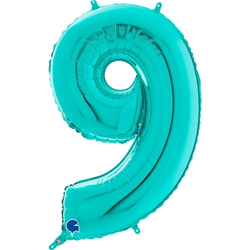 Turquoise Blue Number 9 Helium Foil Giant Balloon 66cm / 26 in Product Image