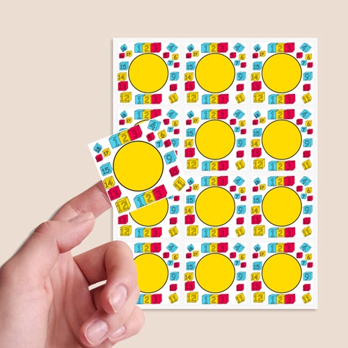 Numbers Design 65mm Square Sticker sheet of 12 Product Gallery Image