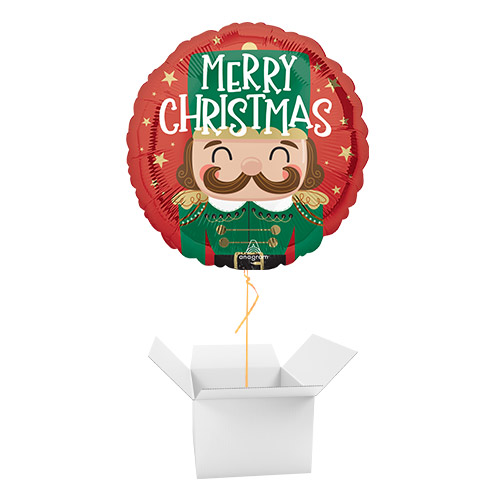 Nutcracker Workshop Christmas Round Foil Helium Balloon - Inflated Balloon in a Box Product Gallery Image