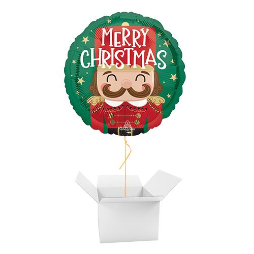 Nutcracker Workshop Christmas Round Foil Helium Balloon - Inflated Balloon in a Box Product Gallery Image