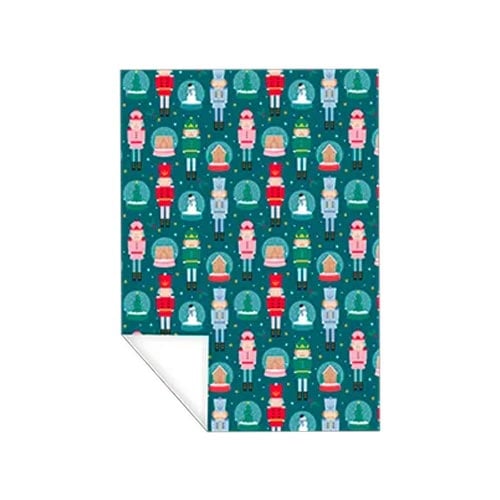 Nutcrackers & Snow Globes Green Christmas Gift Wrap Sheets with Matching Tags - Pack of 5 Product Gallery Image