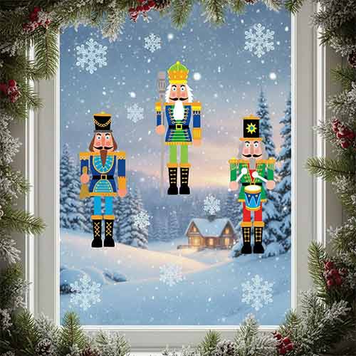 Nutcracker Christmas Window Stickers
