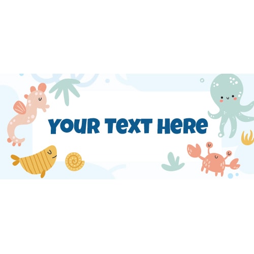 Ocean Party Cute Pastel Sea Creatures Design PVC Personalised Party Sign Decoration Product Gallery Image