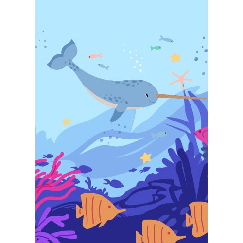 Ocean Party Narwhal Design Poster PVC Party Sign Decoration Product Gallery Image