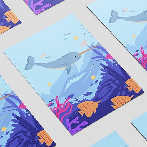 Ocean Party Narwhal Design Poster PVC Party Sign Decoration Product Gallery Image