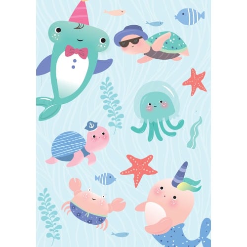 Ocean Party Pastel Sea Creatures Design Poster PVC Party Sign Decoration Product Gallery Image