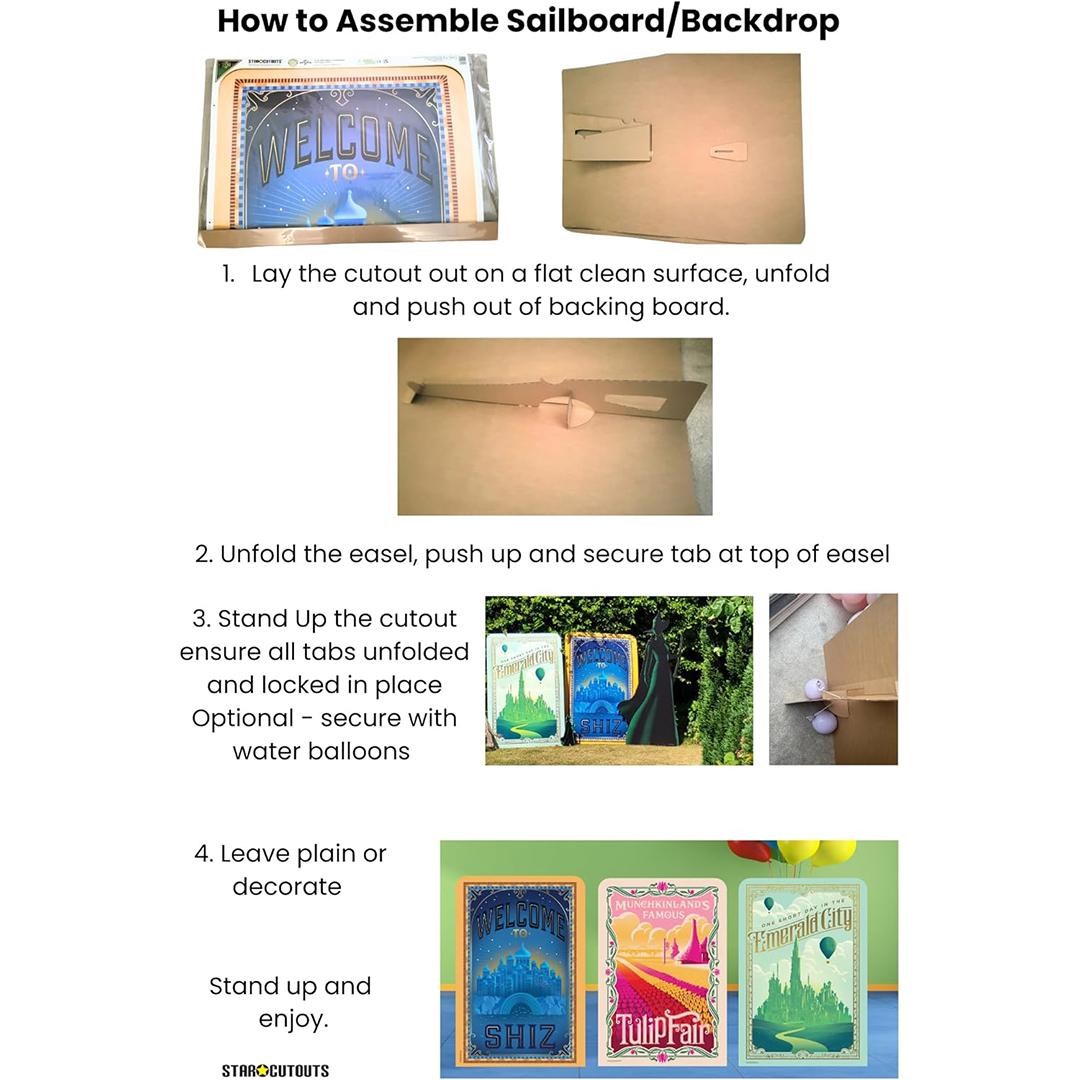 Official Universal Pictures Wicked Munchkinland Tulip Fair Single Backdrop Cardboard Cutout 133cm Product Gallery Image