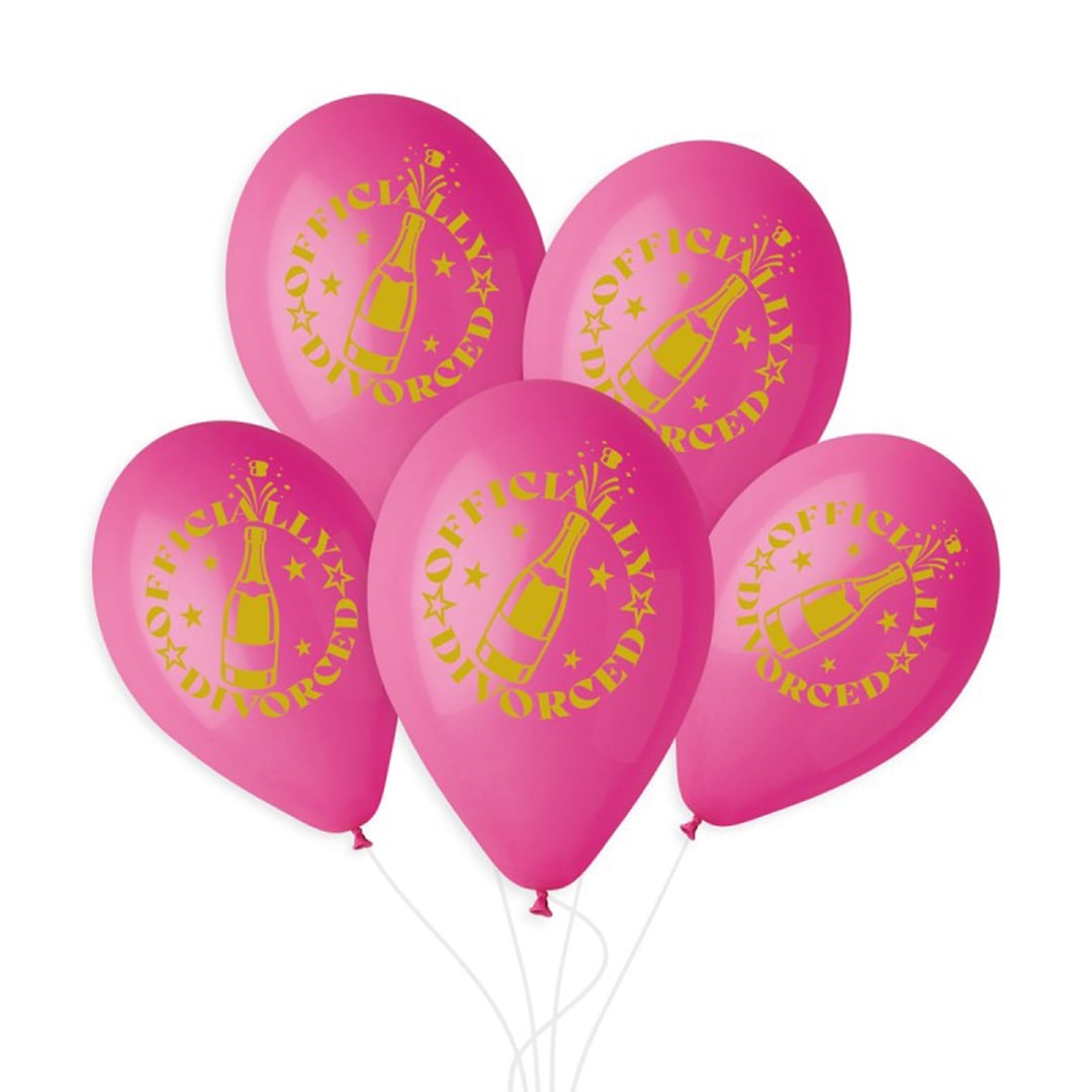 Officially Divorced Hot Pink Latex Balloons 33cm / 13 in - Pack of 6