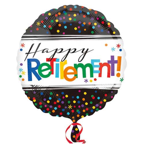 Happy Retirement Round Foil Helium Balloon 43cm / 17 in Product Image