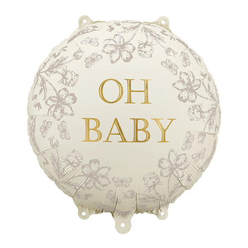 Oh Baby Neutral Floral Round Foil Helium Balloon 45cm / 18 in Product Gallery Image