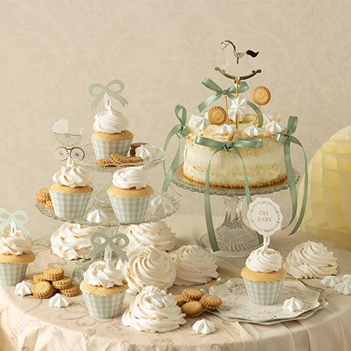 Oh Baby Sage Green Cupcake Toppers & Wraps - Pack of 6 Product Gallery Image
