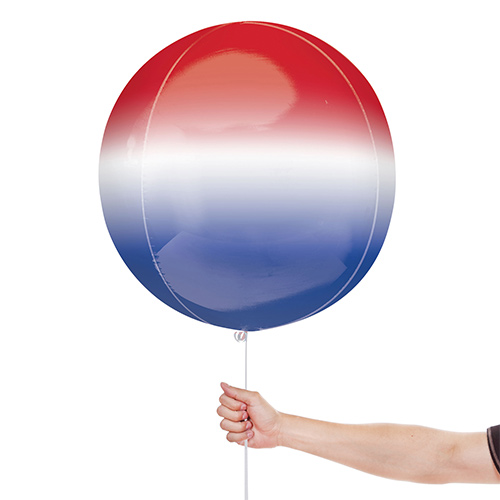 Red White & Blue Ombre Orbz Foil Helium Balloon 38cm / 15 in Product Gallery Image